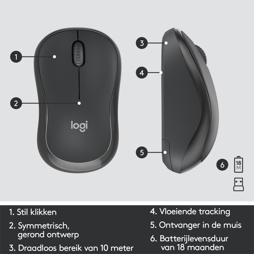 Logitech MK295 Silent Wireless Combo toetsenbord RF Draadloos QWERTY US International Zwart – 11