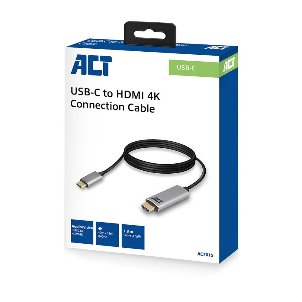 ACT AC7015 USB-C naar HDMI kabel 1,8 meter – 3