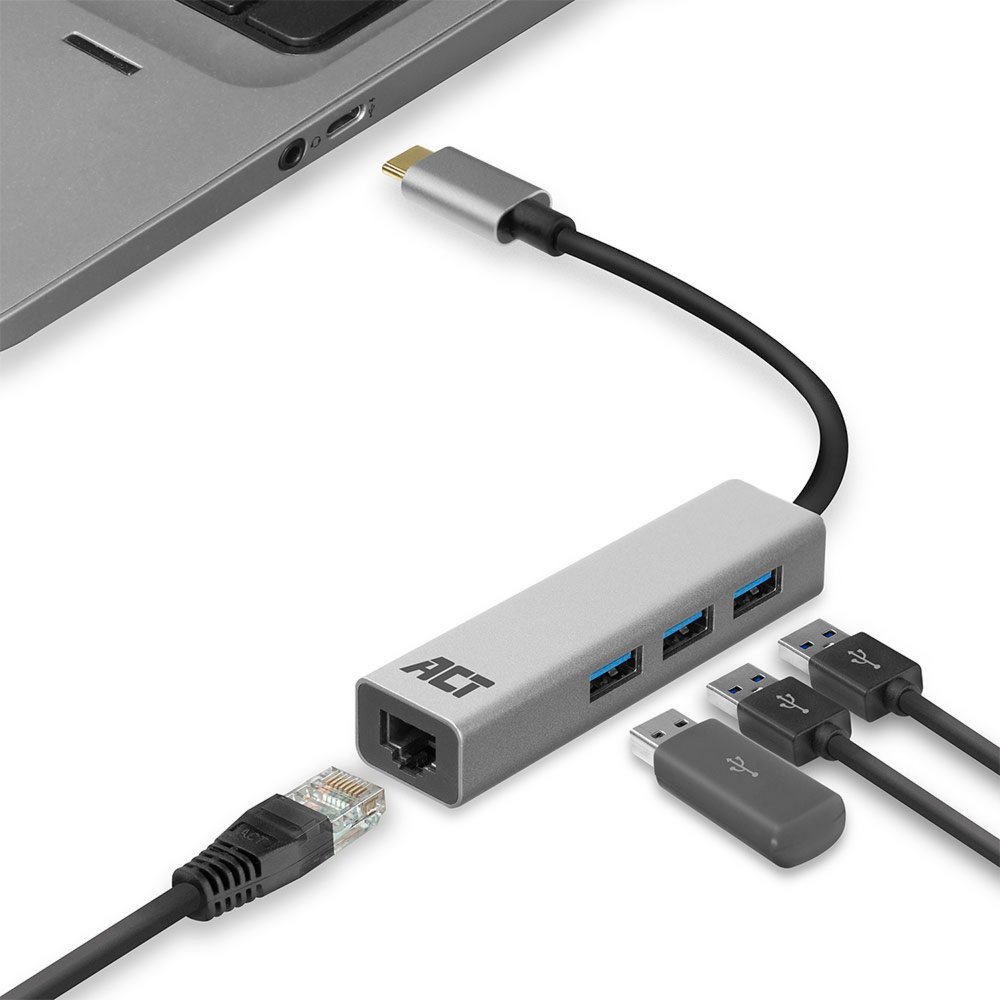 ACT AC7055 3-Poorts USB-C 3.2 (USB 3.0) Hub met Gigabit ethernet poort – 4