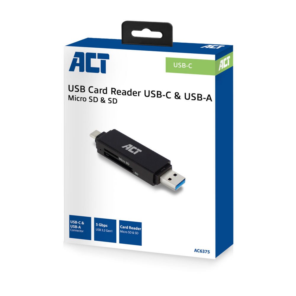 ACT AC6375 geheugenkaartlezer USB 3.2 Gen 1 (3.1 Gen 1) Zwart – 2