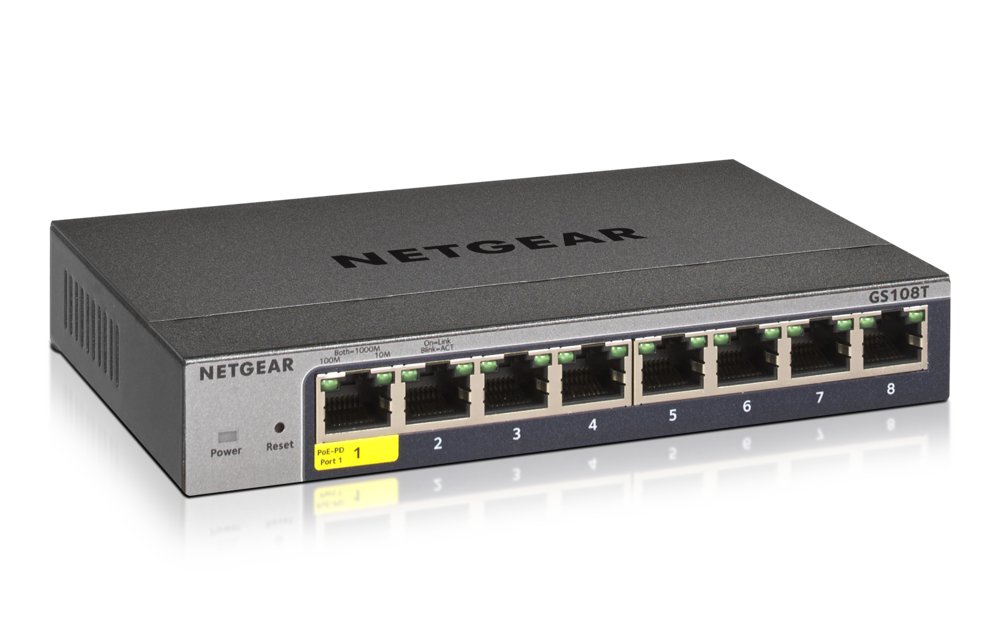 NETGEAR GS108Tv3 Managed L2 Gigabit Ethernet (10/100/1000) Grijs – 1