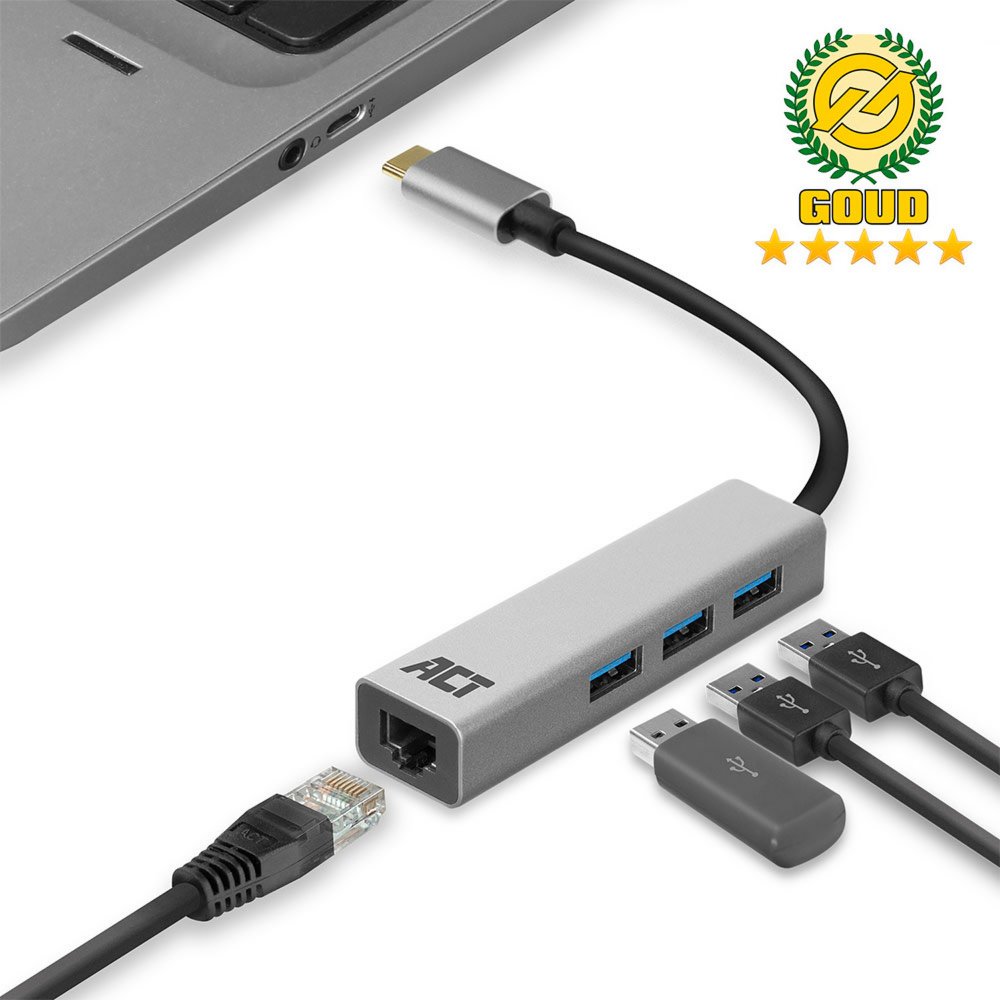ACT AC7055 3-Poorts USB-C 3.2 (USB 3.0) Hub met Gigabit ethernet poort – 1
