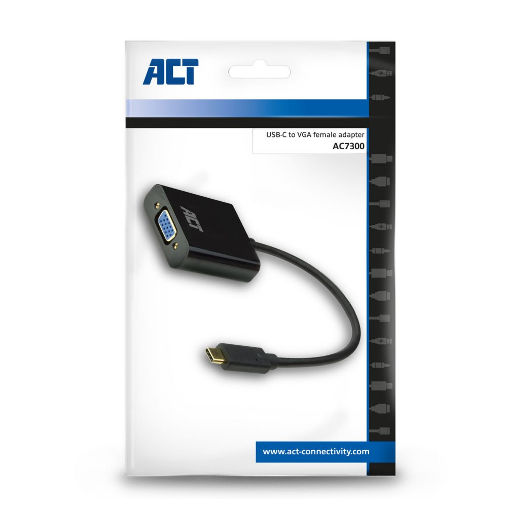 ACT AC7300 video kabel adapter 0,15 m USB Type-C VGA (D-Sub) Zwart – 3