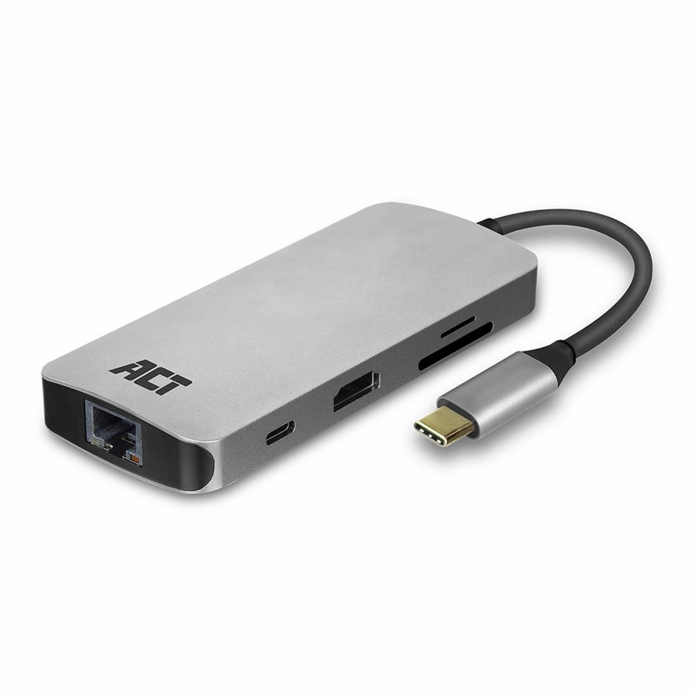 ACT AC7041 USB-C naar HDMI multiport adapter met ethernet, USB hub, cardreader en PD pass through – 0