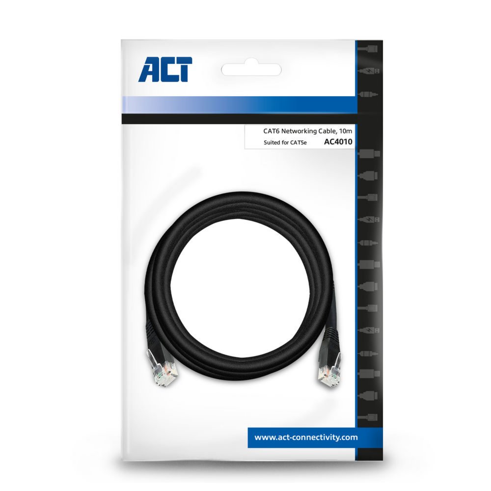 ACT AC4010 netwerkkabel Zwart 10 m Cat6 U/UTP (UTP) – 3