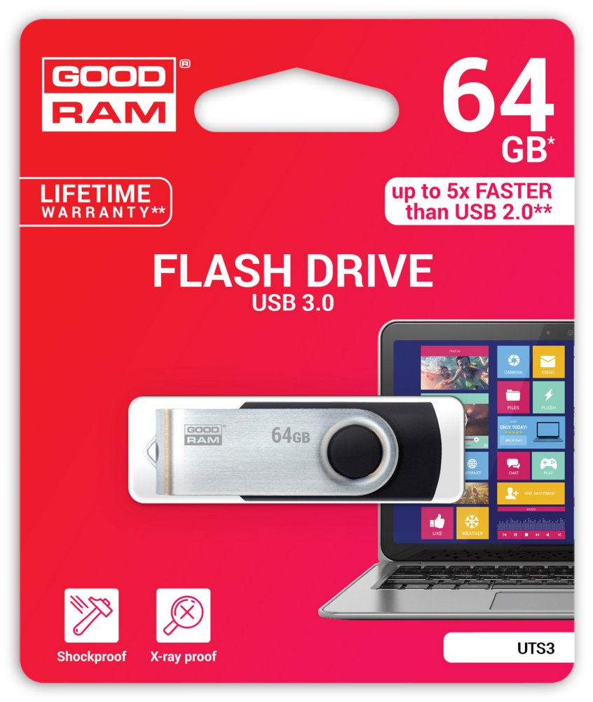 Goodram UTS3 USB flash drive 64 GB USB Type-A 3.2 Gen 1 (3.1 Gen 1) Zwart – 1