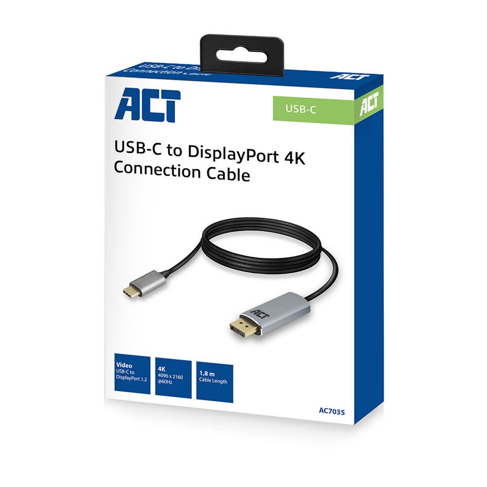 ACT AC7035 USB-C naar DisplayPort kabel 1,8 meter – 3