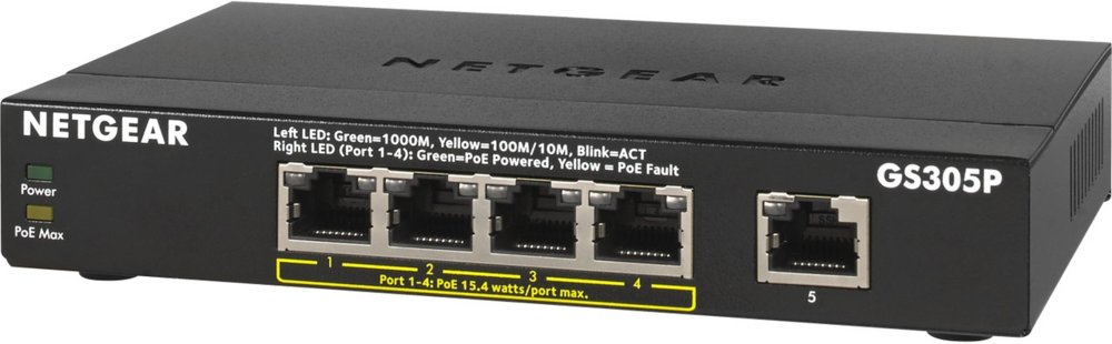NETGEAR GS305Pv2 Unmanaged Gigabit Ethernet (10/100/1000) Power over Ethernet (PoE) Zwart – 0