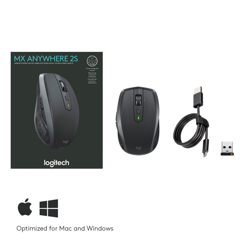Logitech MX Anywhere 2S muis Rechtshandig RF draadloos + Bluetooth 4000 DPI – 6