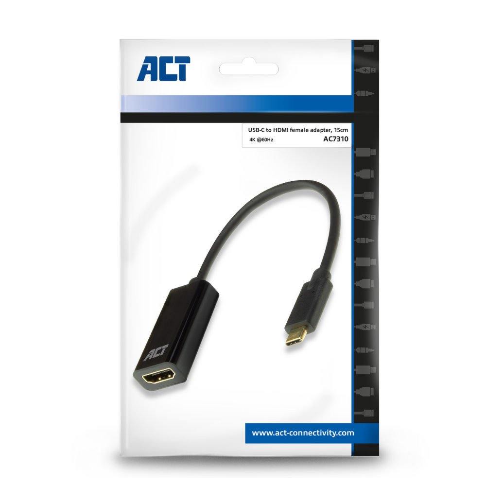 ACT AC7310 video kabel adapter 0,15 m USB Type-C HDMI Type A (Standaard) Zwart – 1