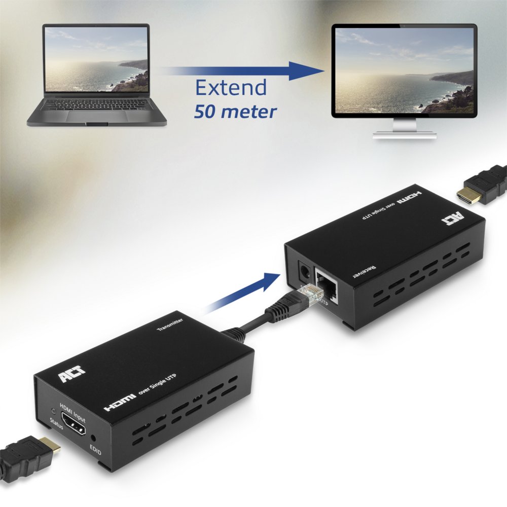 ACT AC7800 HDMI Extender set via een enkele UTP kabel, max. 50m – 4