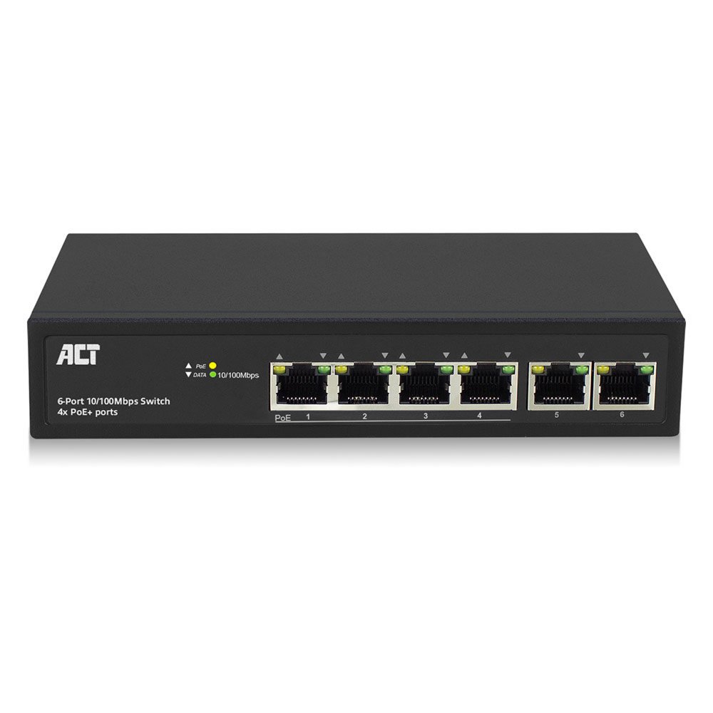 ACT AC4430 6-Poorts 10/100Mbps Switch | 4x PoE+ poorten – 2