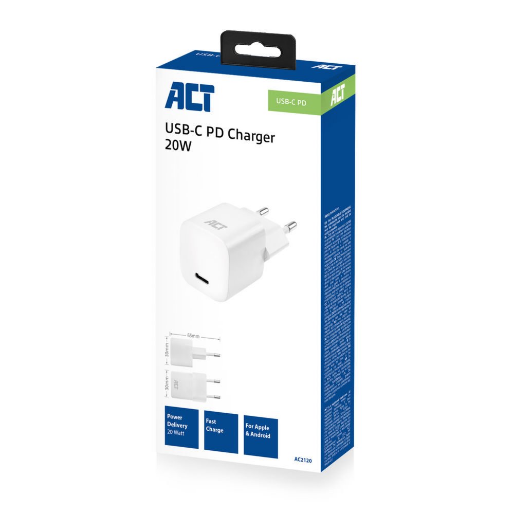 ACT AC2120 oplader voor mobiele apparatuur Wit Binnen – 1