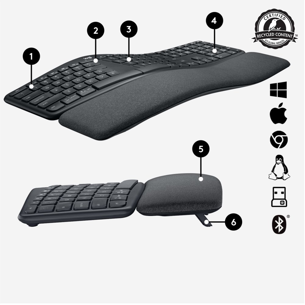 Logitech Ergo K860 toetsenbord RF-draadloos + Bluetooth US International Zwart – 9