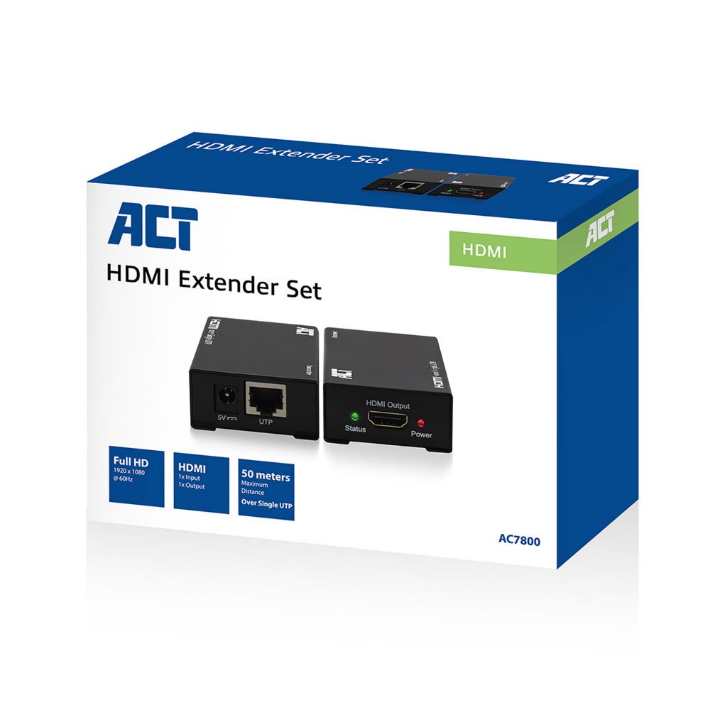 ACT AC7800 HDMI Extender set via een enkele UTP kabel, max. 50m – 2