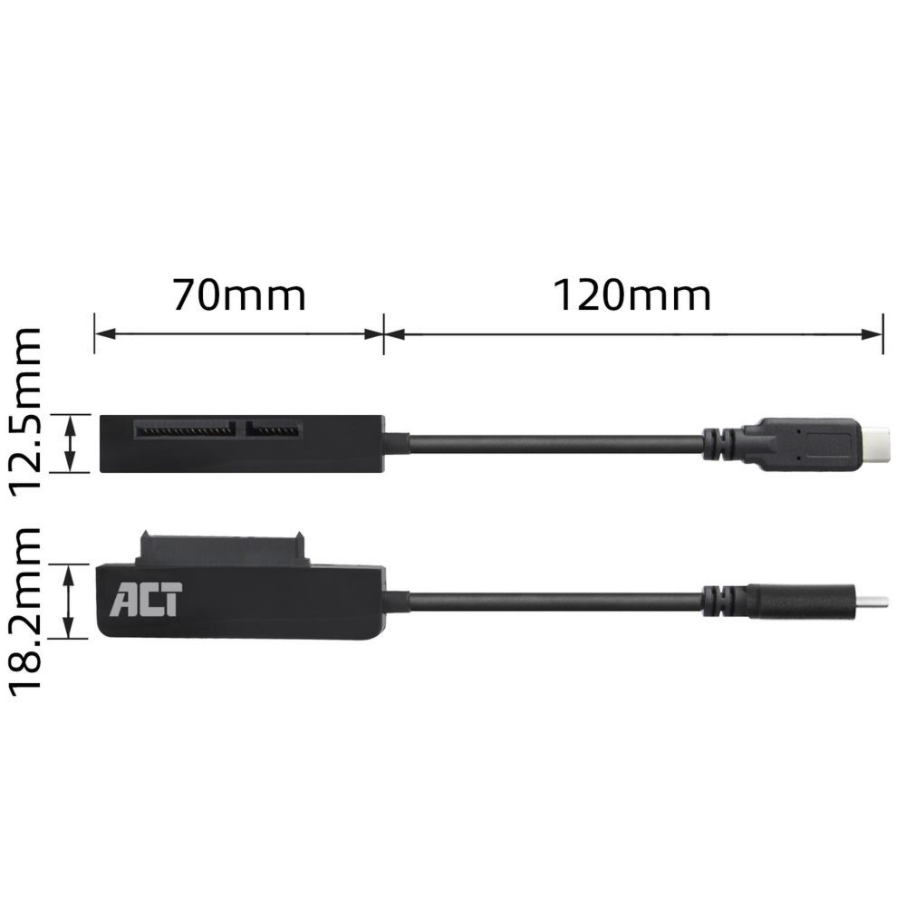 ACT AC1525 tussenstuk voor kabels USB Type-C SATA 7-pin + 15pin Zwart – 2