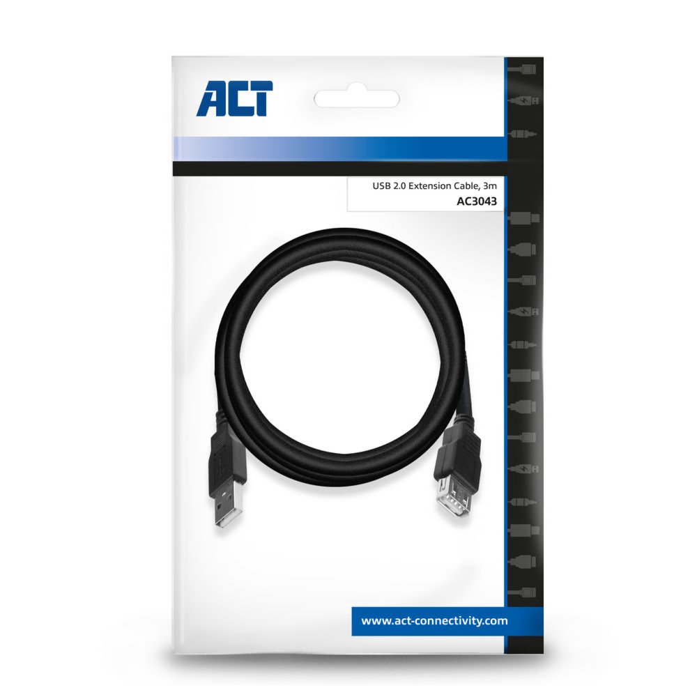 ACT AC3043 USB-kabel 3 m USB 2.0 USB A Zwart – 2