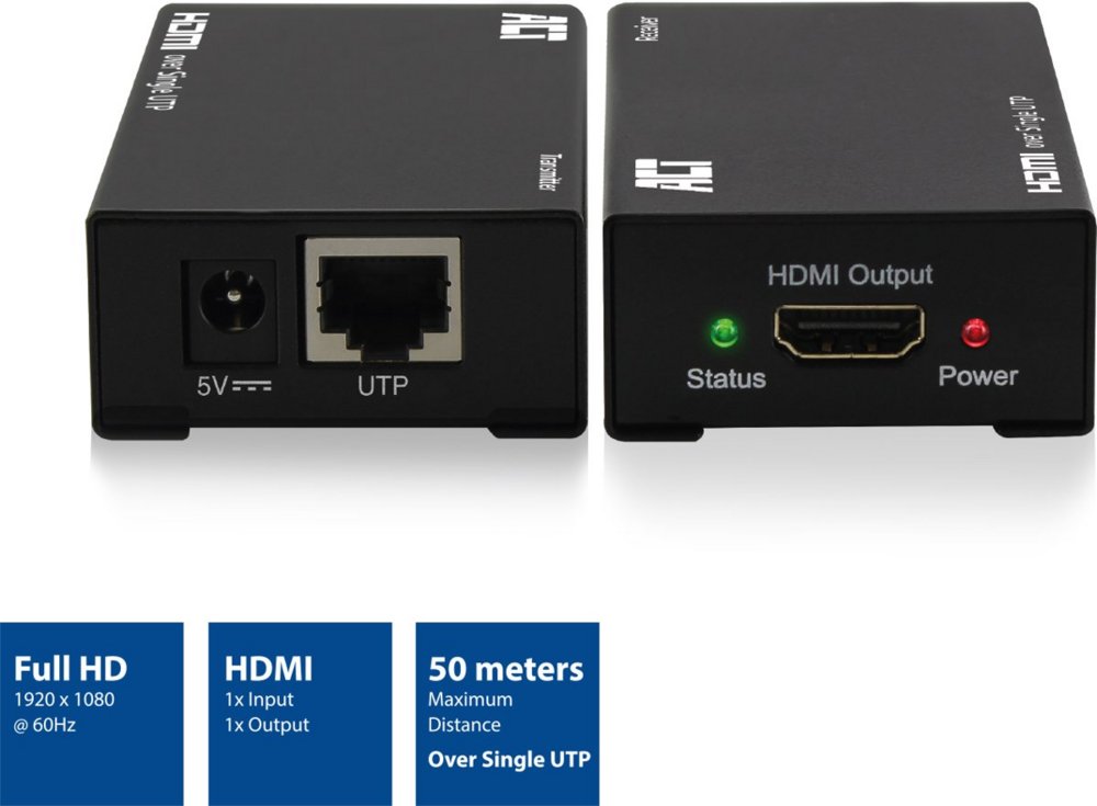 ACT AC7800 HDMI Extender set via een enkele UTP kabel, max. 50m – 0