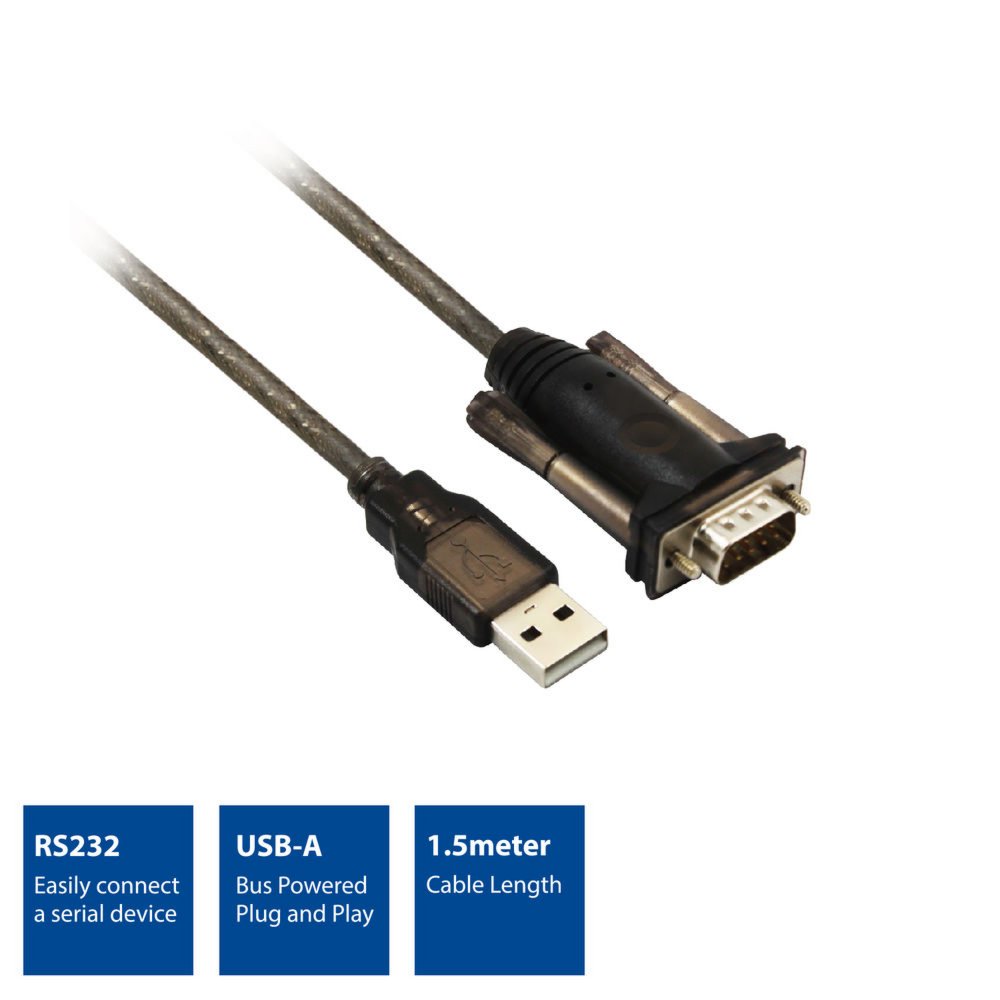 ACT AC6000 seriële kabel Zwart 1,5 m USB Type-A DB-9 – 1