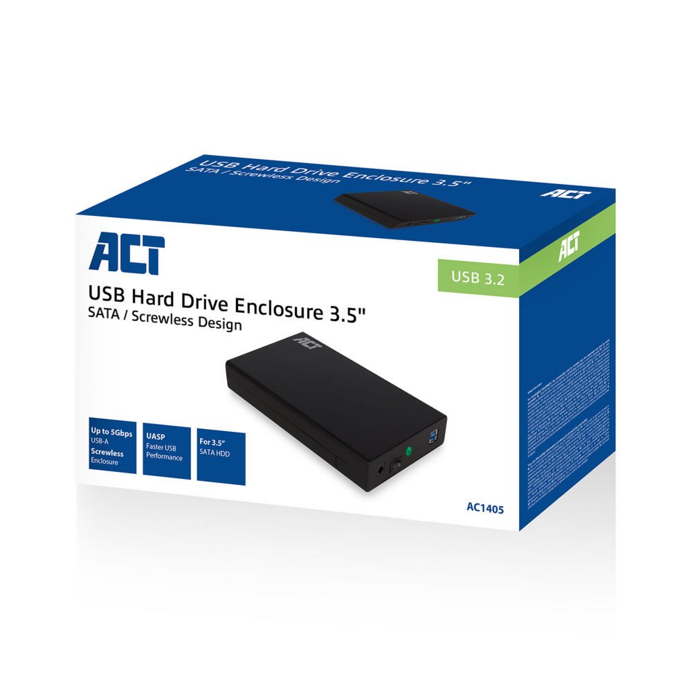 ACT AC1405 behuizing voor opslagstations HDD-/SSD-behuizing Zwart 3.5″ – 7